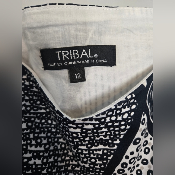 TRIBAL Sleeveless Midi Knee Length Dress Size 12 Abstract Neutral Corpcore - Picture 4 of 9